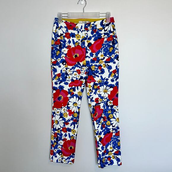 Boden Womens Richmond Ankle Floral Pants Size 2R Poppy Colorful Career Stretch - Picture 1 of 11